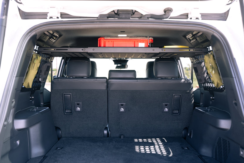 Rear view of the Molle Panel Storage Shelf for the 2024 Toyota Land Cruiser