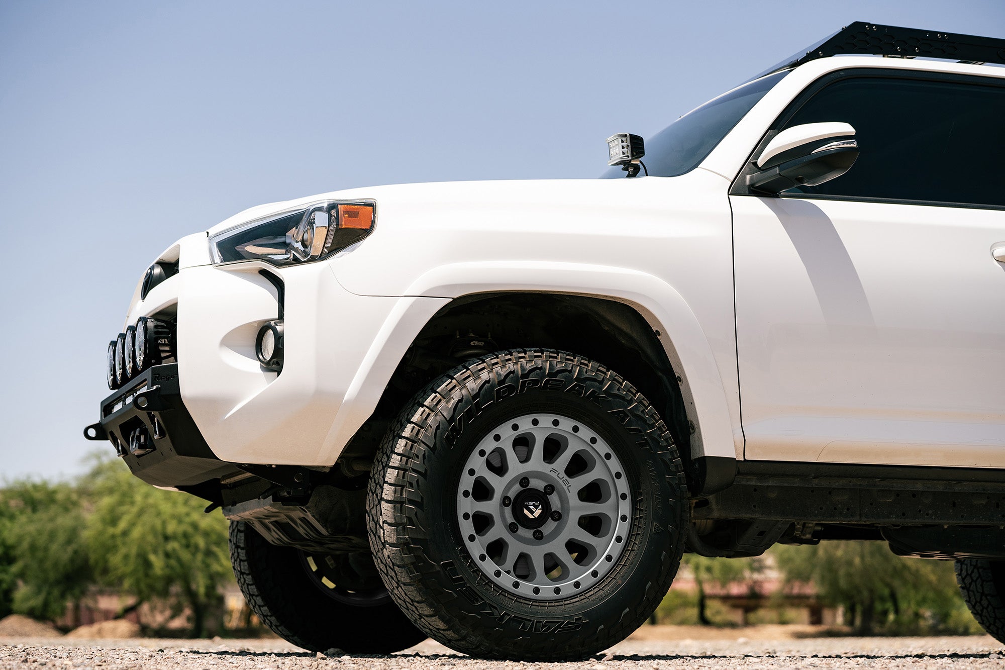 Low angle view of Center Mount Winch Front Bumper for the 5th Gen Toyota 4Runner