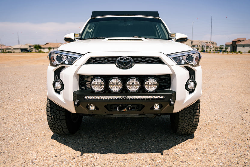 Front view of Center Mount Winch Front Bumper for the 5th Gen Toyota 4Runner