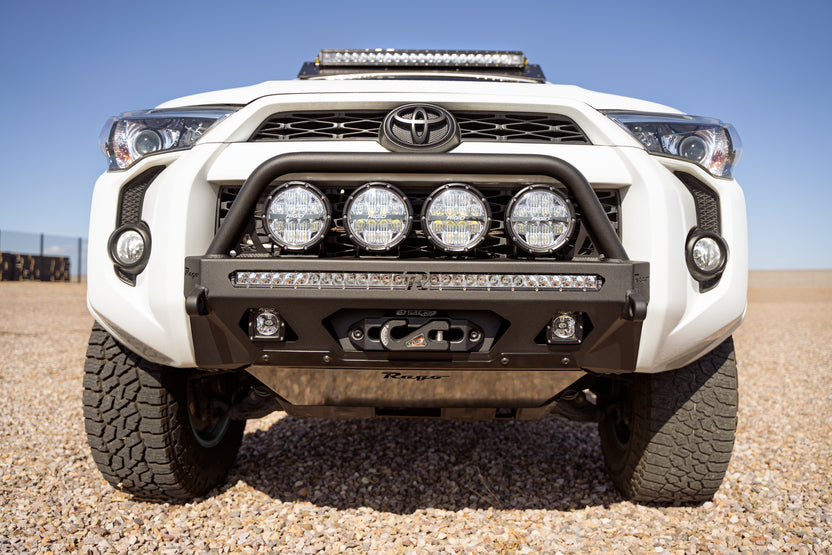 Close up of the Center Mount Winch Front Bumper with Top Hoop for 2014-2024 Toyota 4Runner