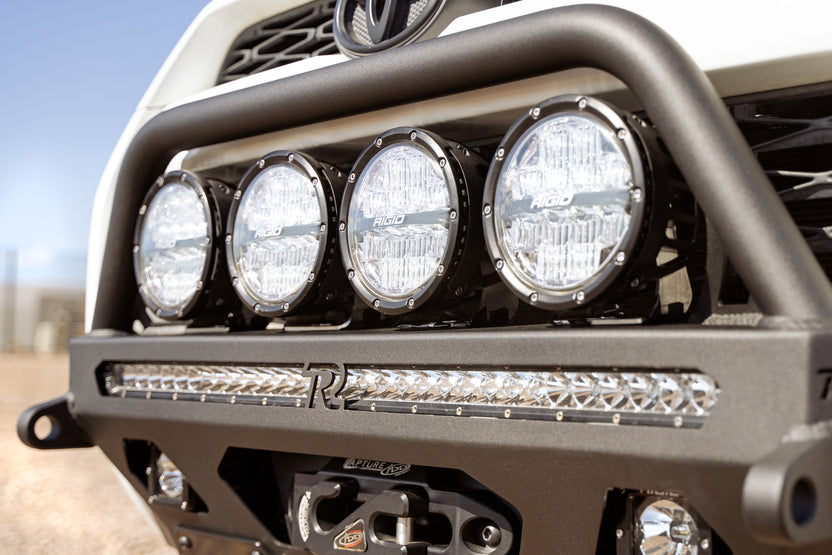 Top Lights on the Center Mount Winch Front Bumper with Top Hoop for 2014-2024 Toyota 4Runner