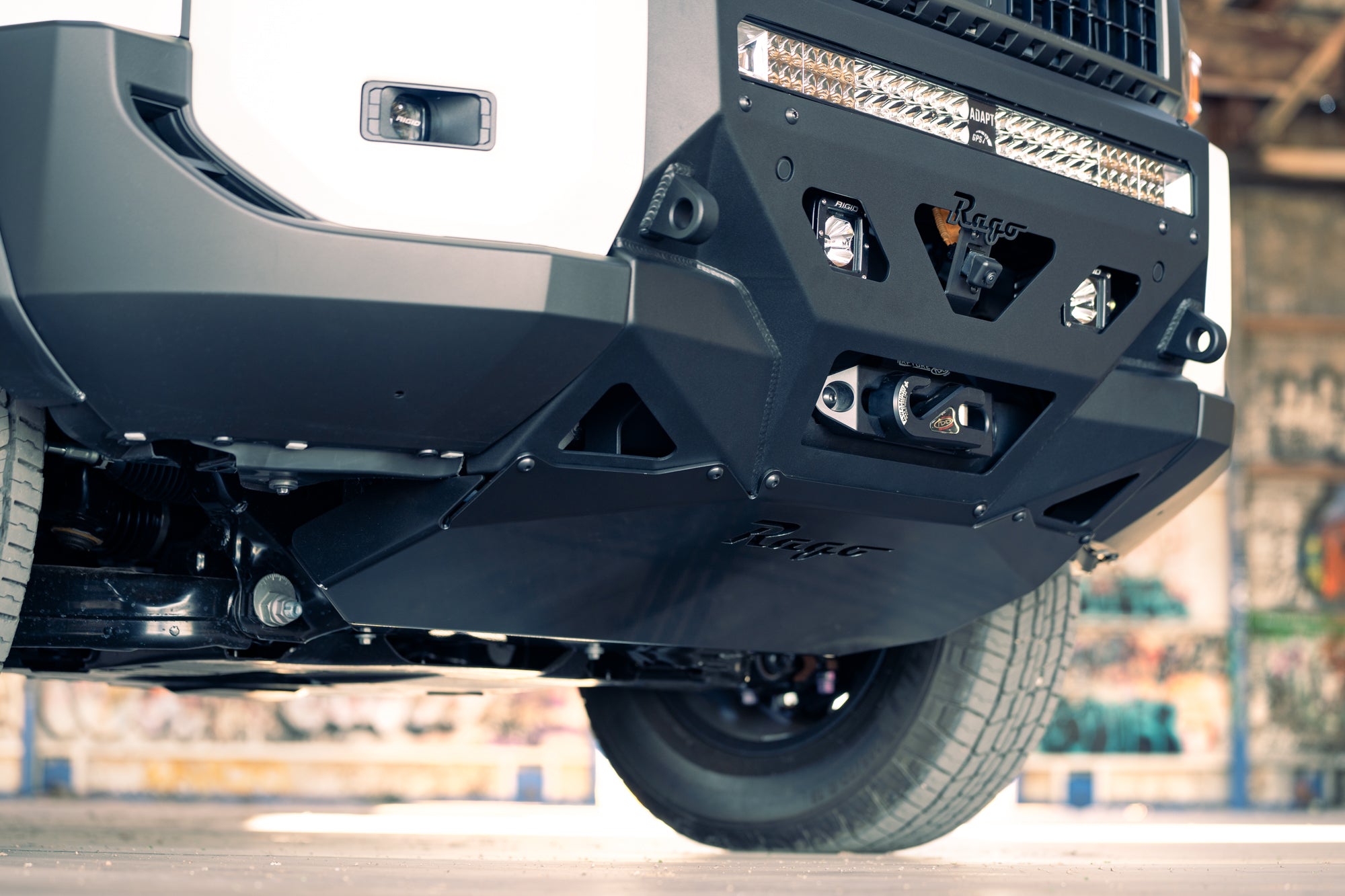 Installed Front Skid Plate for 2024 Toyota Land Cruiser Center Mount Front Bumper